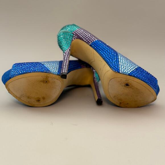 Enzo Angiolini Pumps Etonell Stiletto Rhinestone Peep Toe - Picture 4 of 7